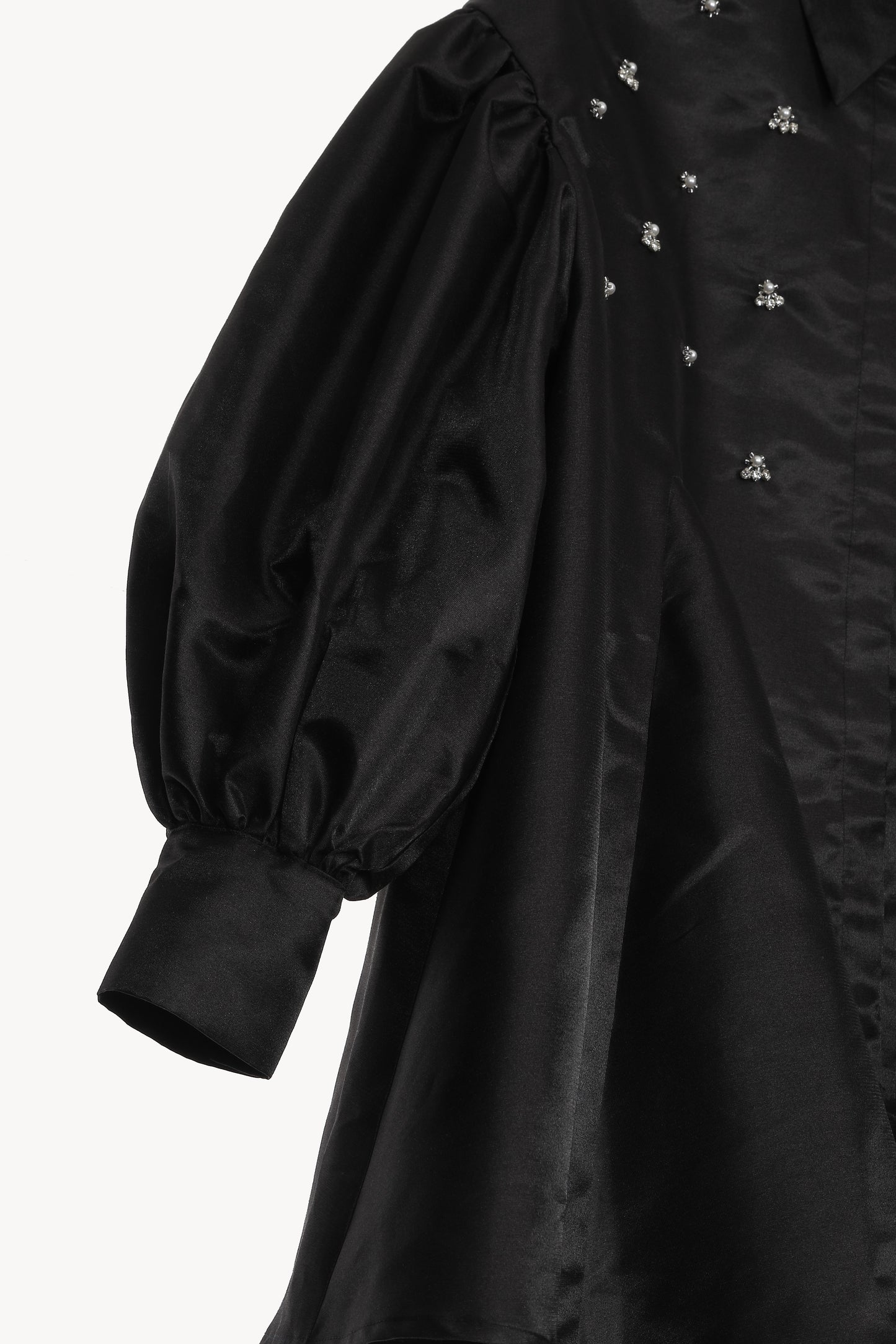 bijou satin puff blouse