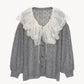 sheer frill knit cardigan