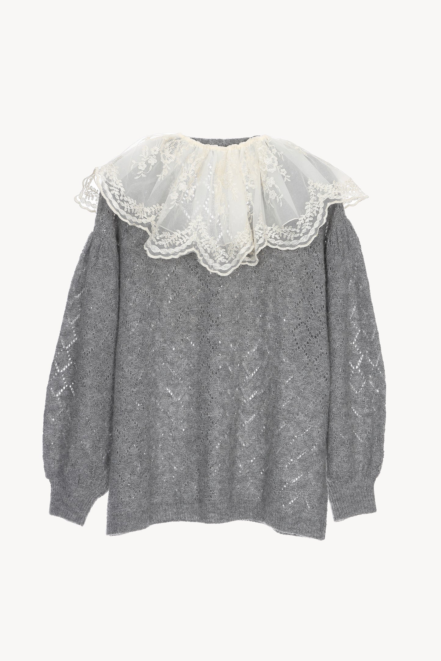 sheer frill knit cardigan