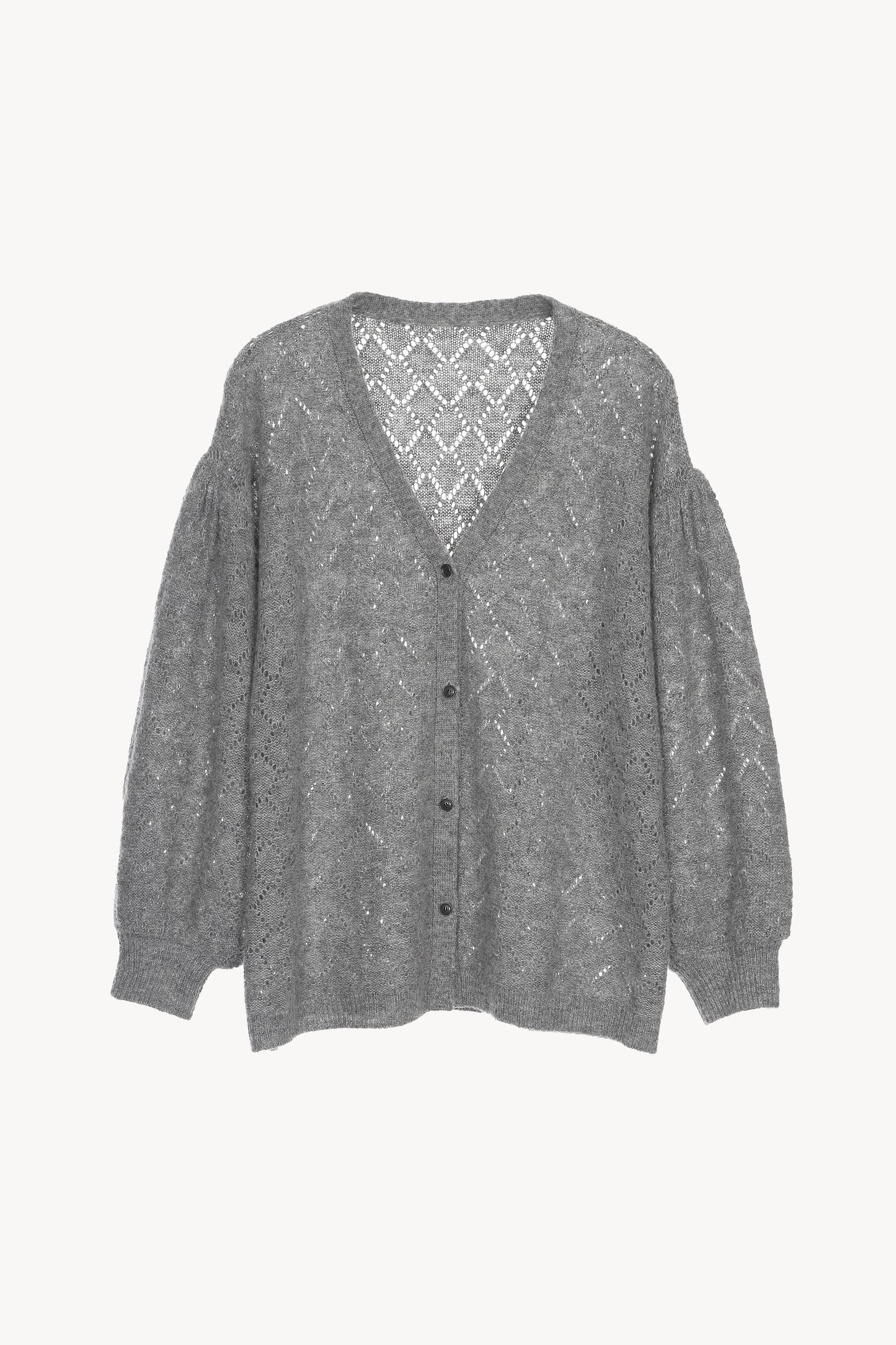 sheer frill knit cardigan