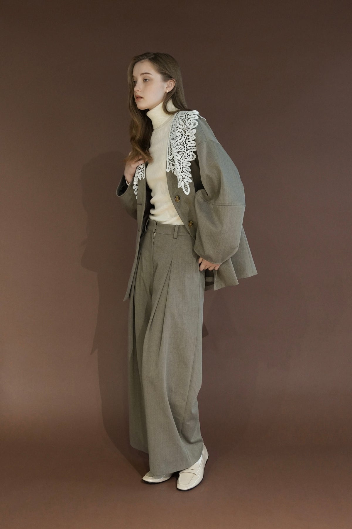 tailored wide slacks