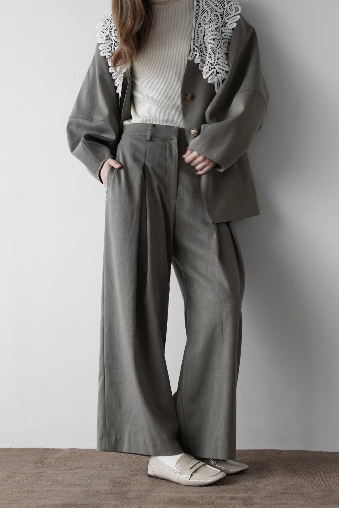 tailored wide slacks
