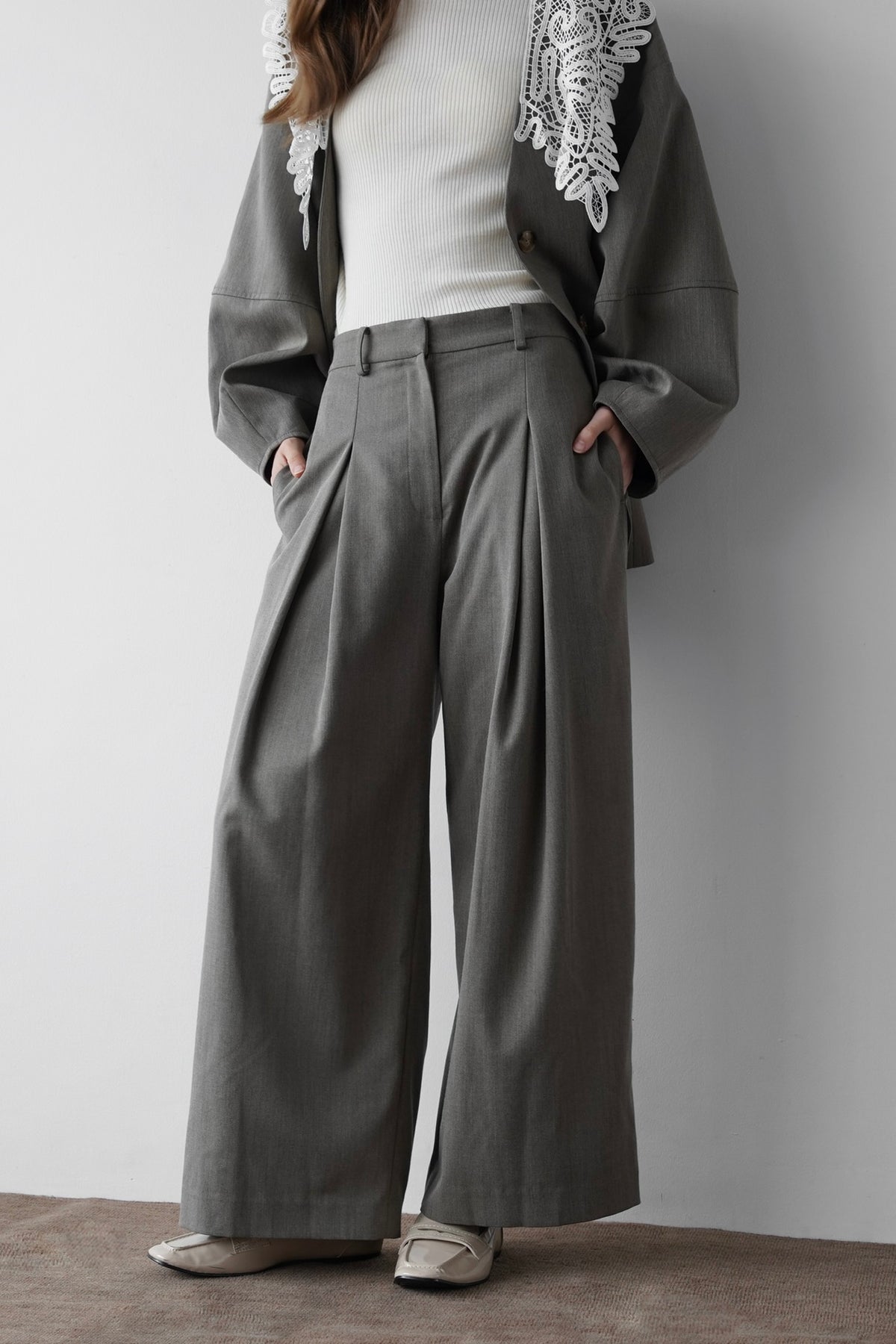 tailored wide slacks