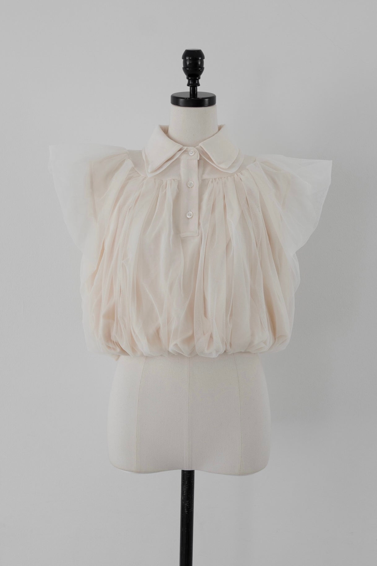 compact tulle polo tops