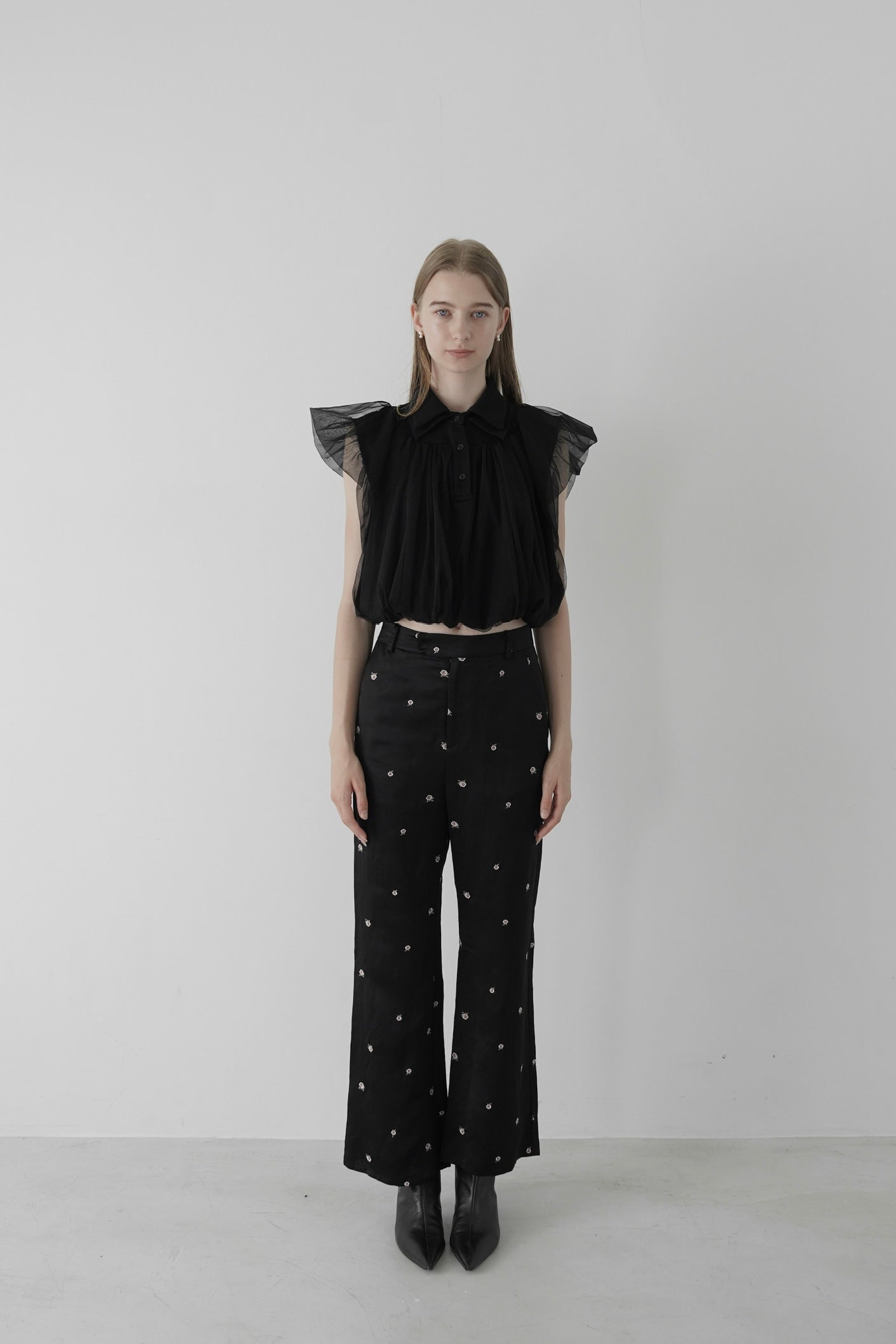 compact tulle polo tops