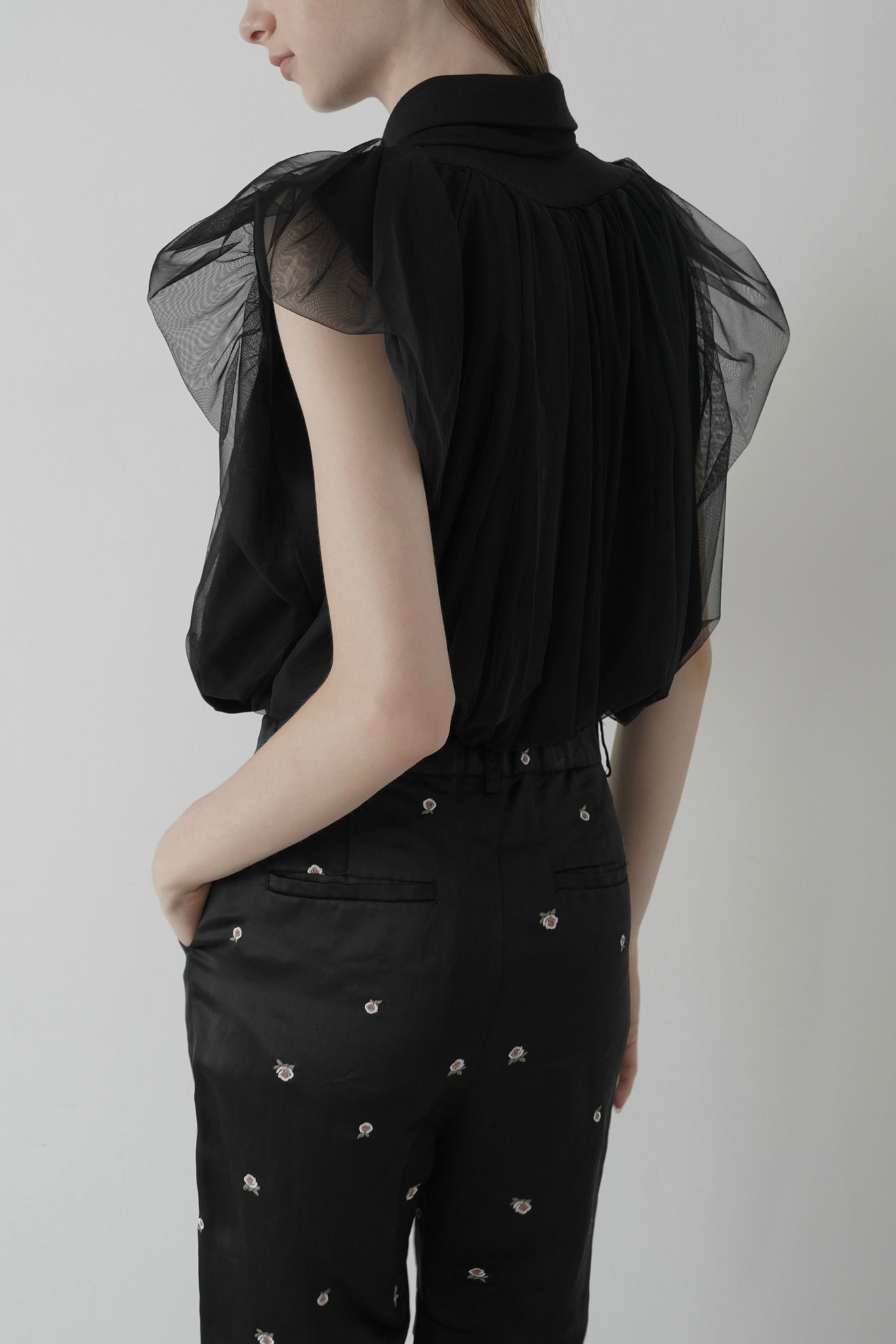 compact tulle polo tops