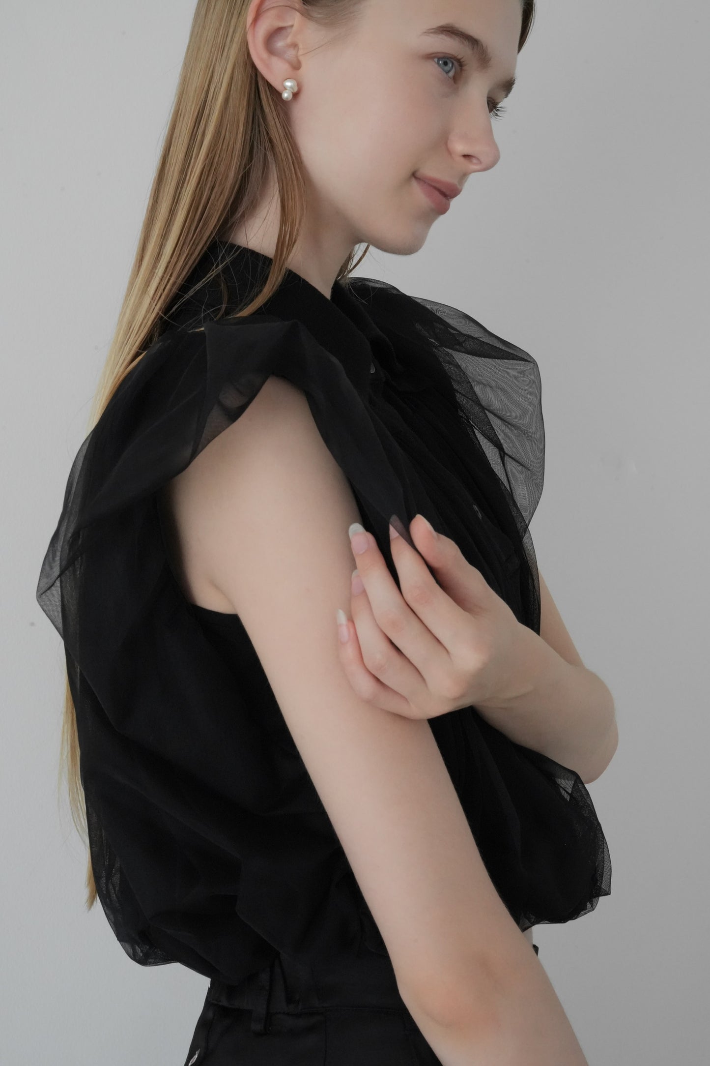 compact tulle polo tops