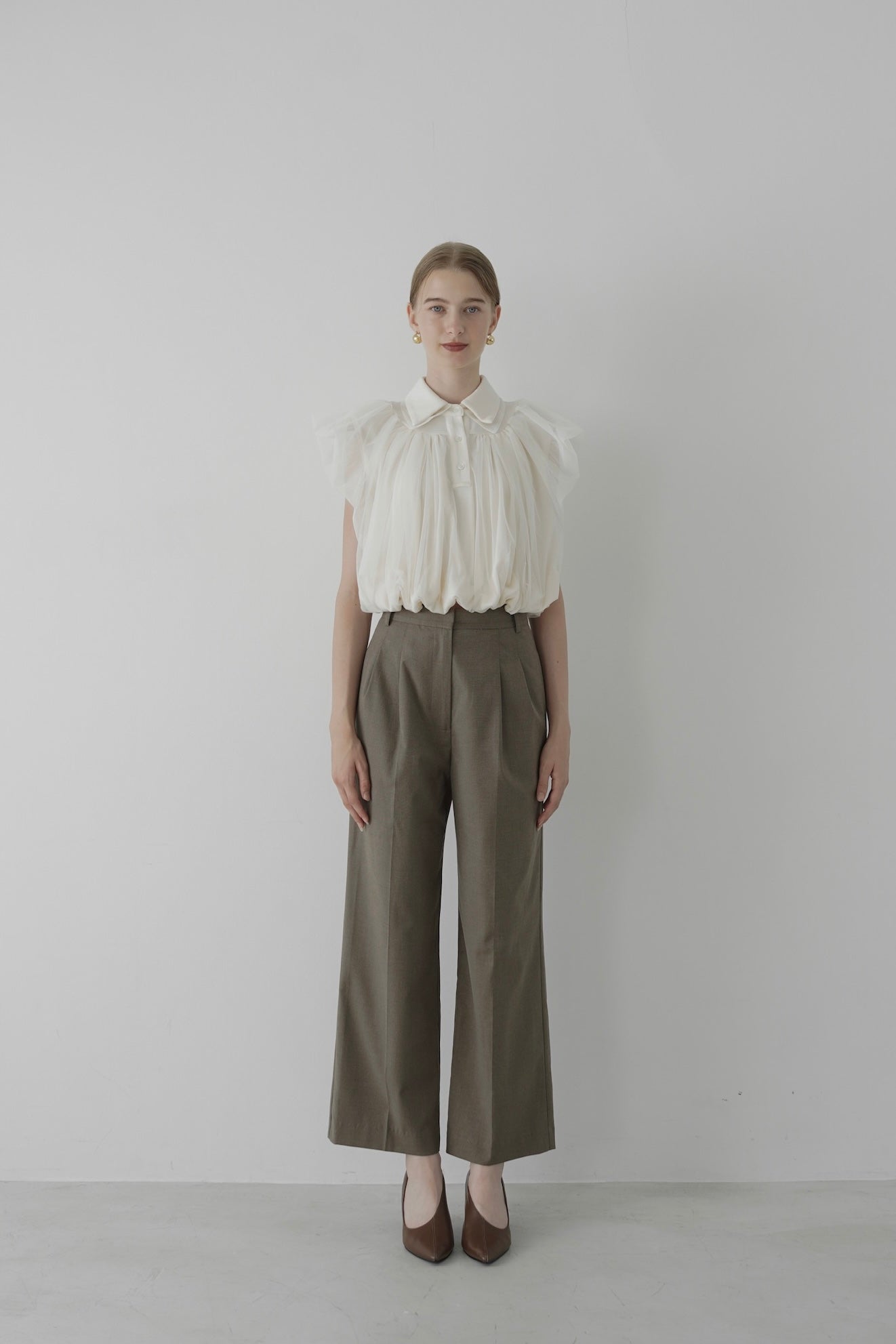 compact tulle polo tops