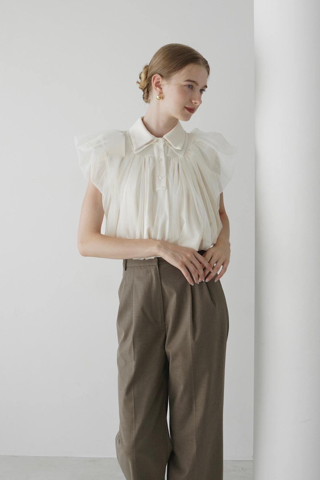 compact tulle polo tops
