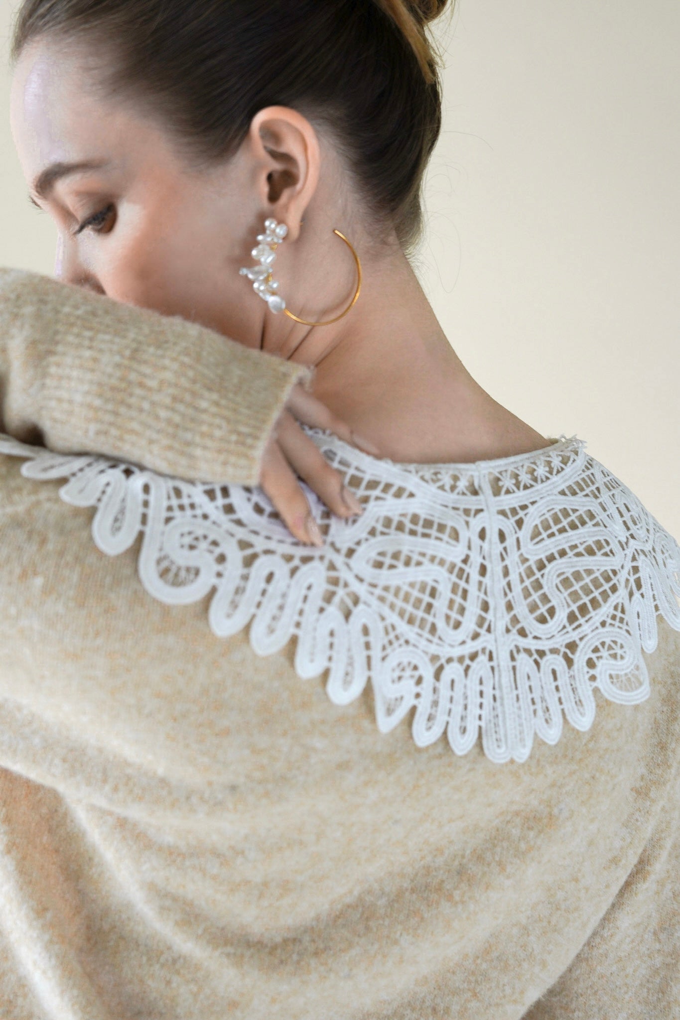 lace collar knit cardigan – Acka online store