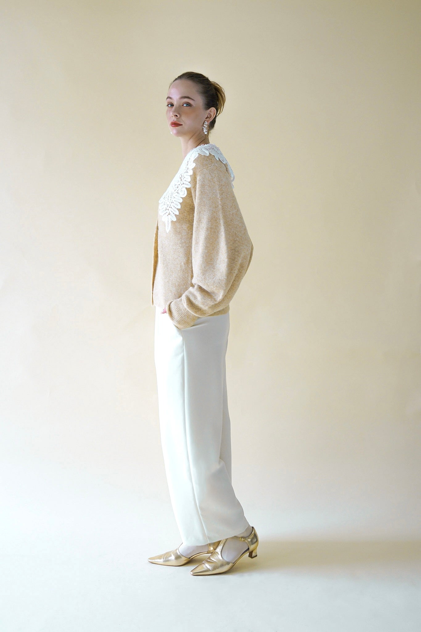 lace collar knit cardigan – Acka online store