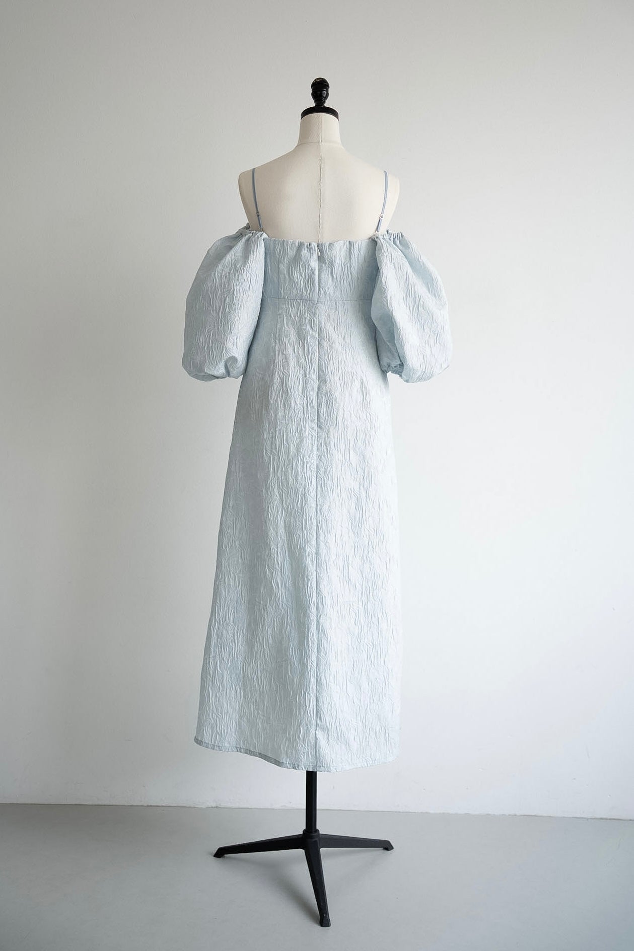 jacquard puff sleeve one-piece