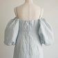jacquard puff sleeve one-piece
