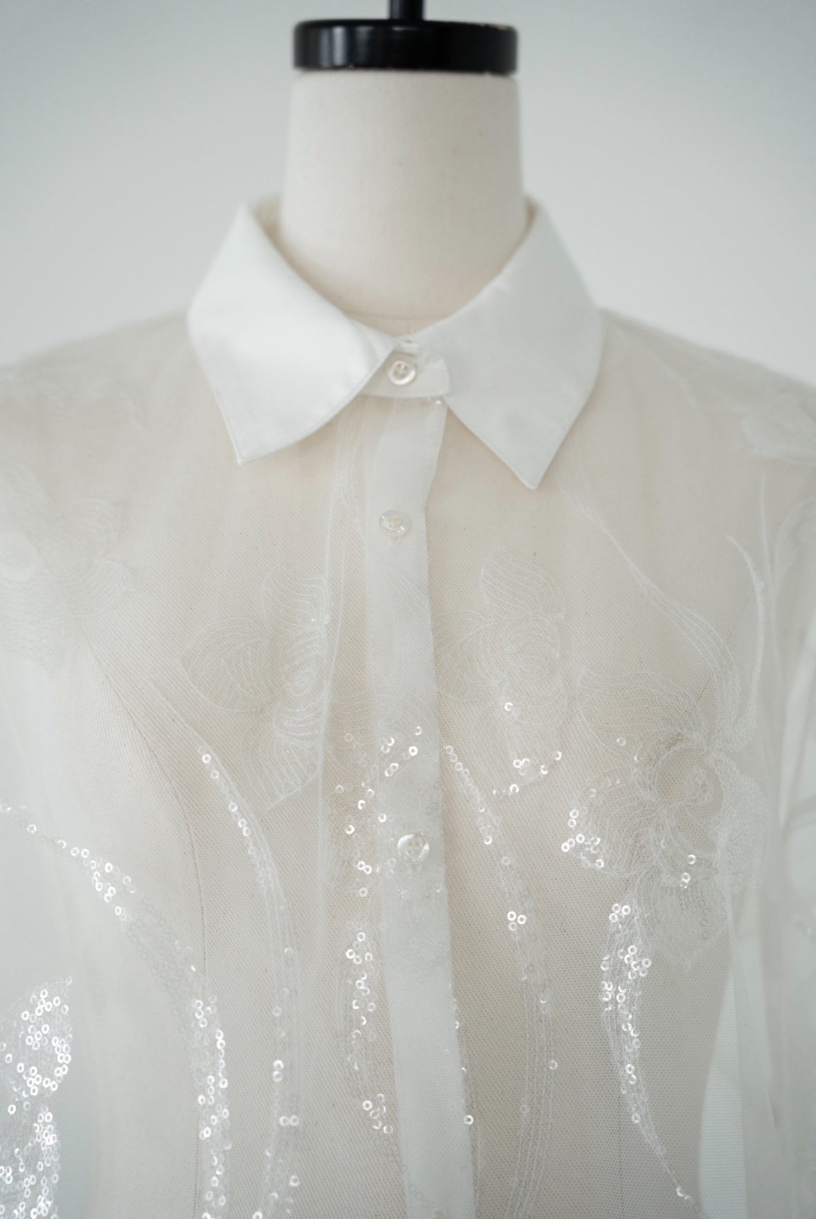 sequin flower sheer shirt