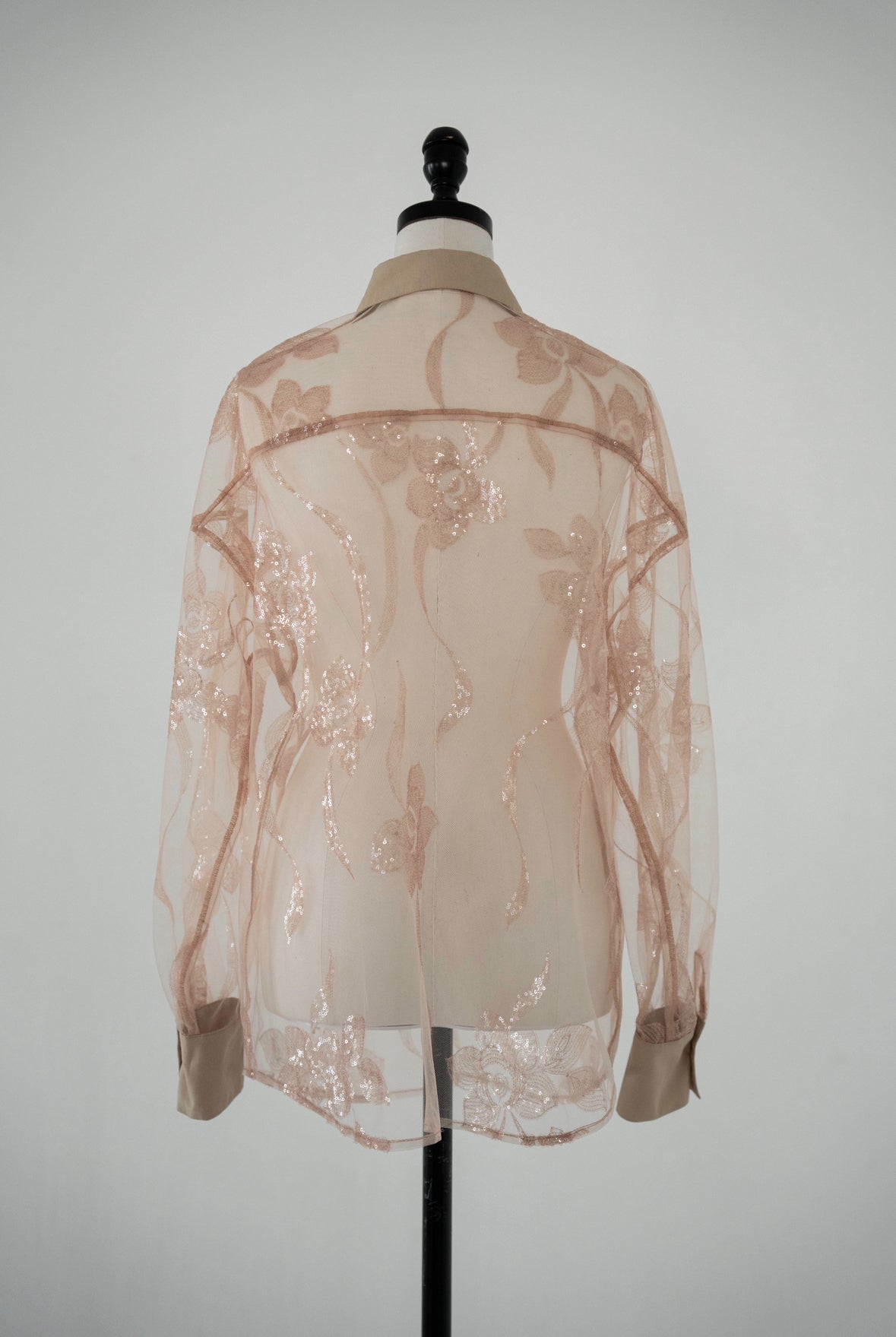 sequin flower sheer shirt