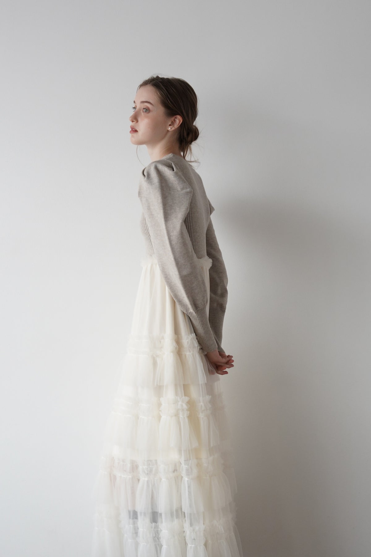 tulle tiered knit dress
