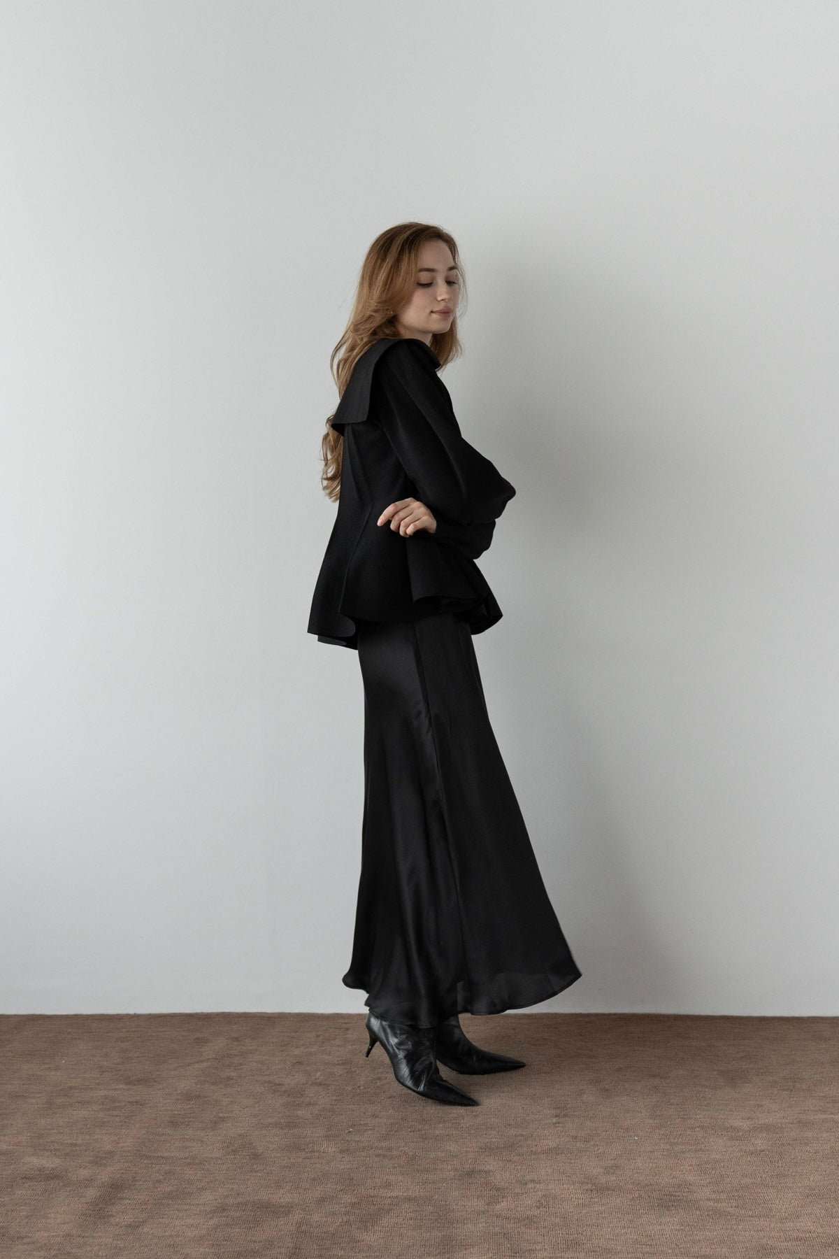 peplum zip knit tops