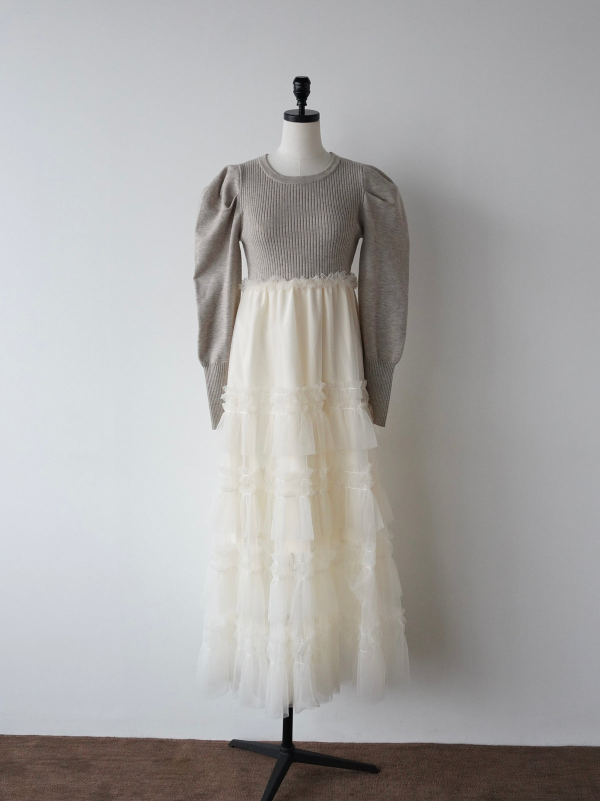 tulle tiered knit dress