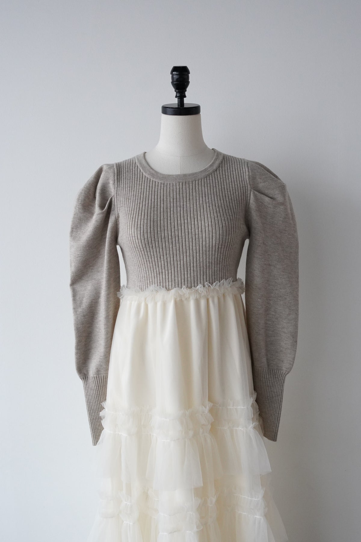 tulle tiered knit dress