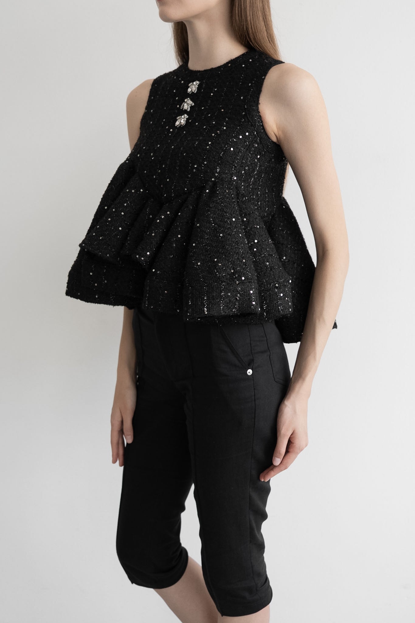 glitter tweed peplum tops – Acka online store
