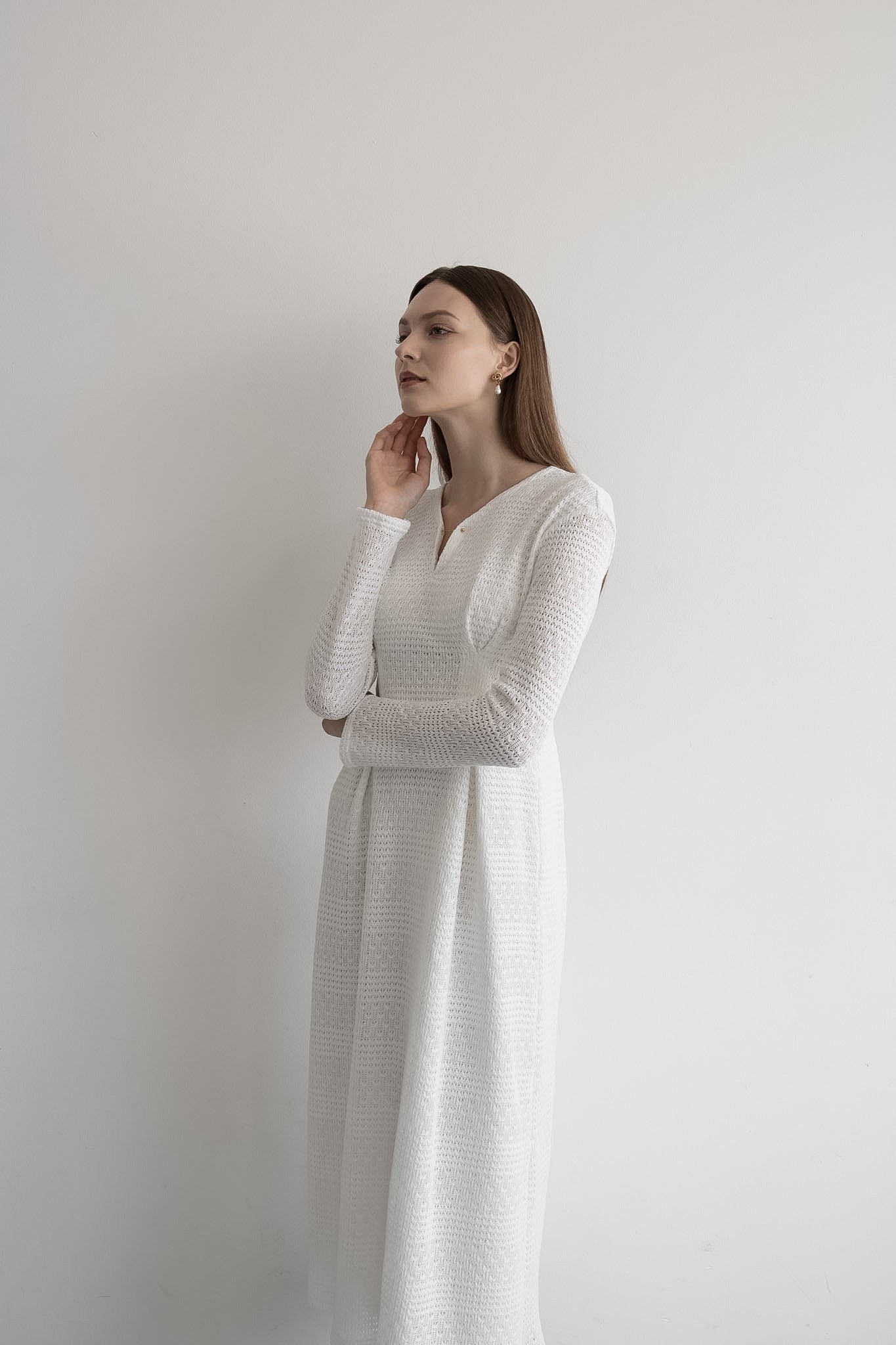 v neck lace knit one-piece