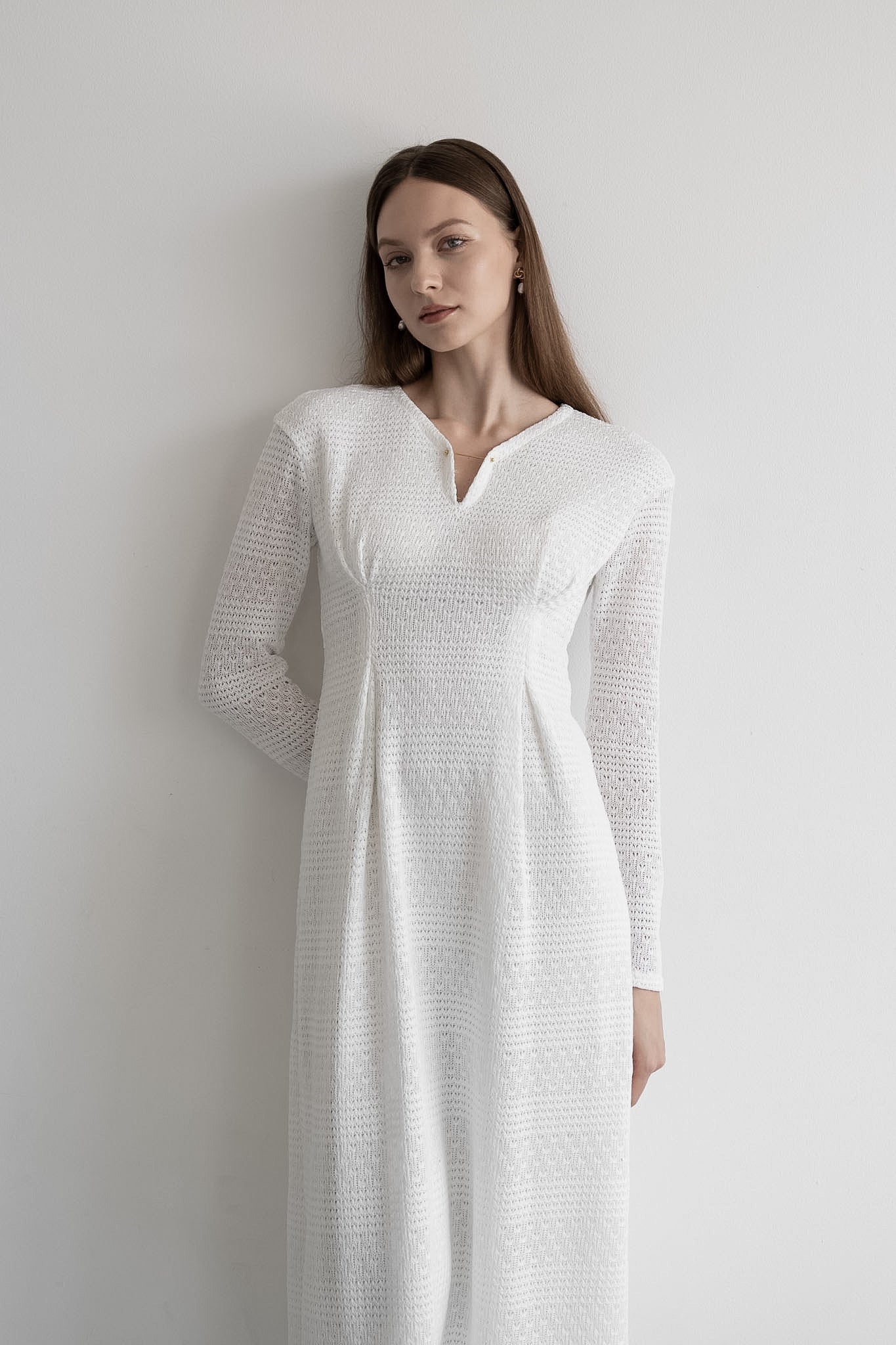v neck lace knit one-piece