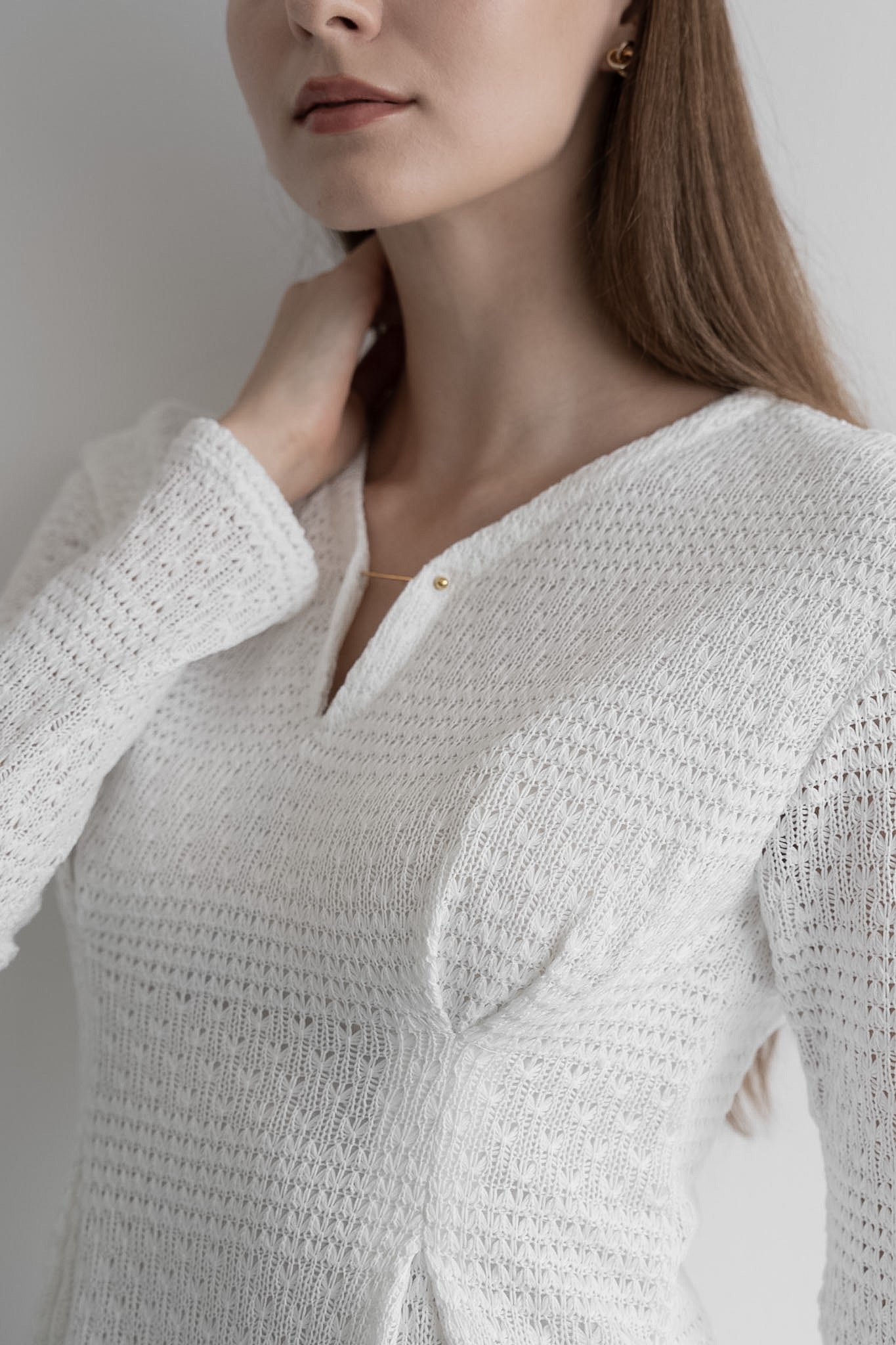 v neck lace knit one-piece