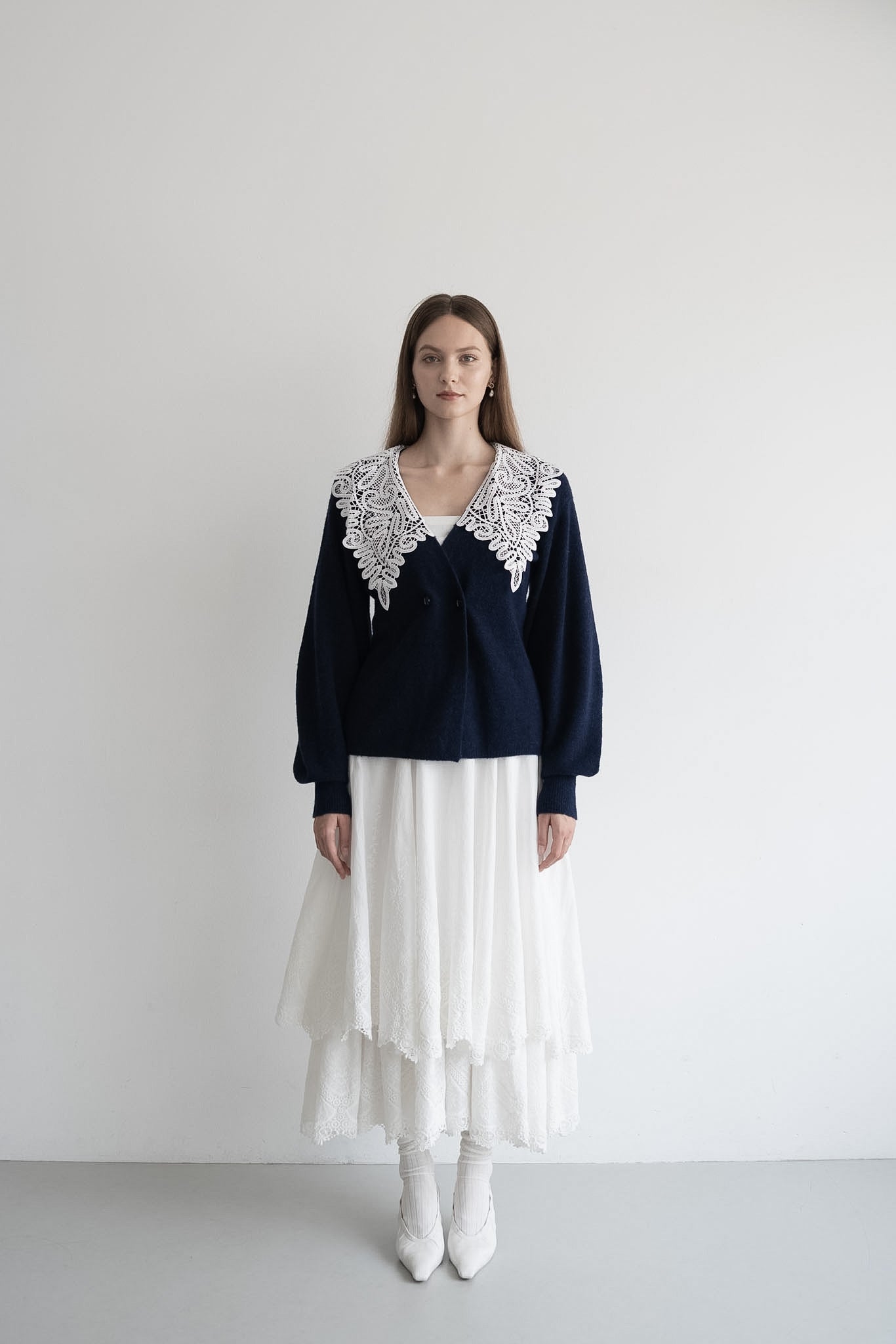 lace collar knit cardigan – Acka online store