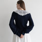 lace collar knit cardigan