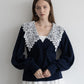 lace collar knit cardigan