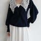 lace collar knit cardigan