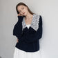lace collar knit cardigan