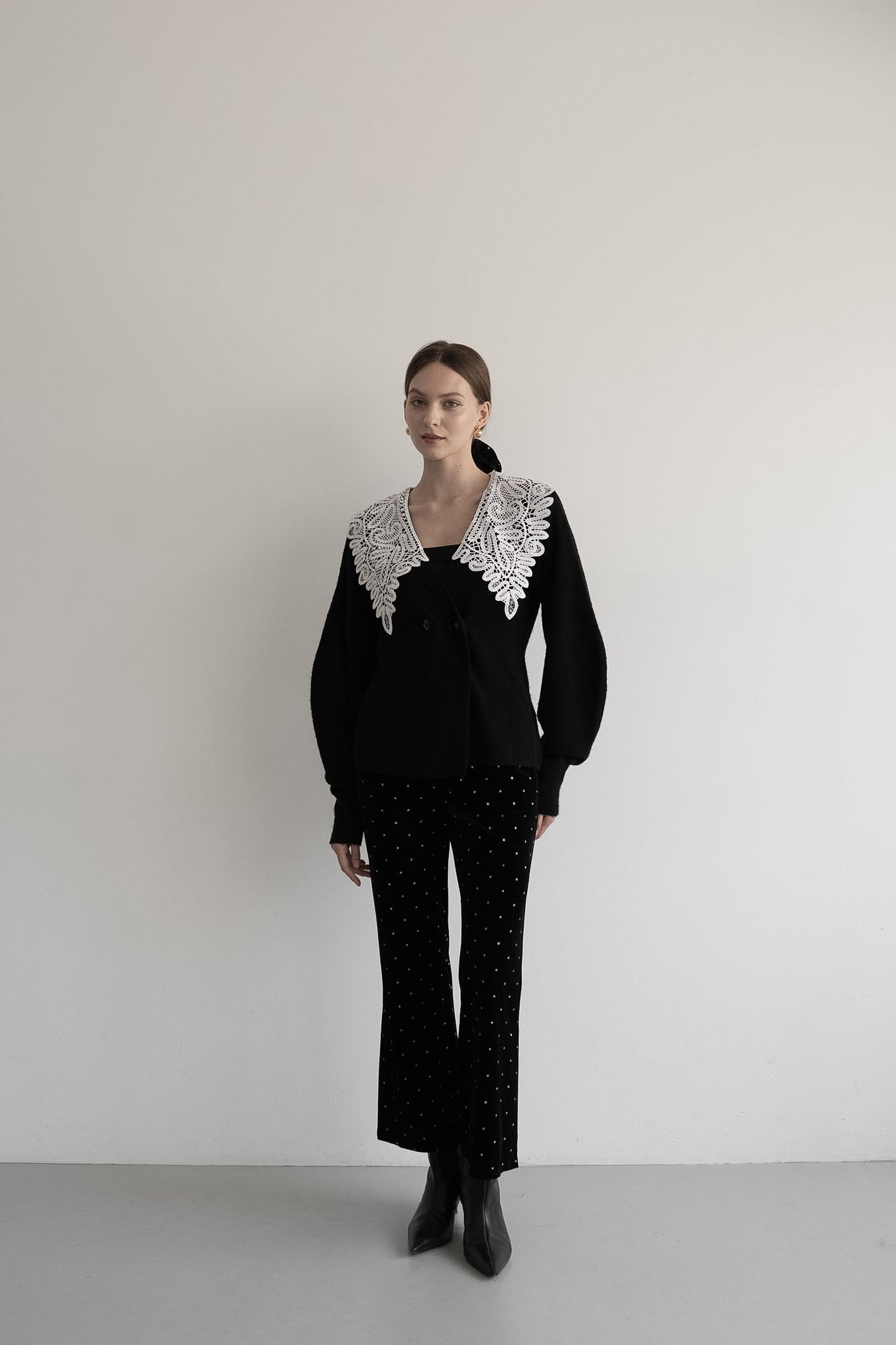 lace collar knit cardigan – Acka online store