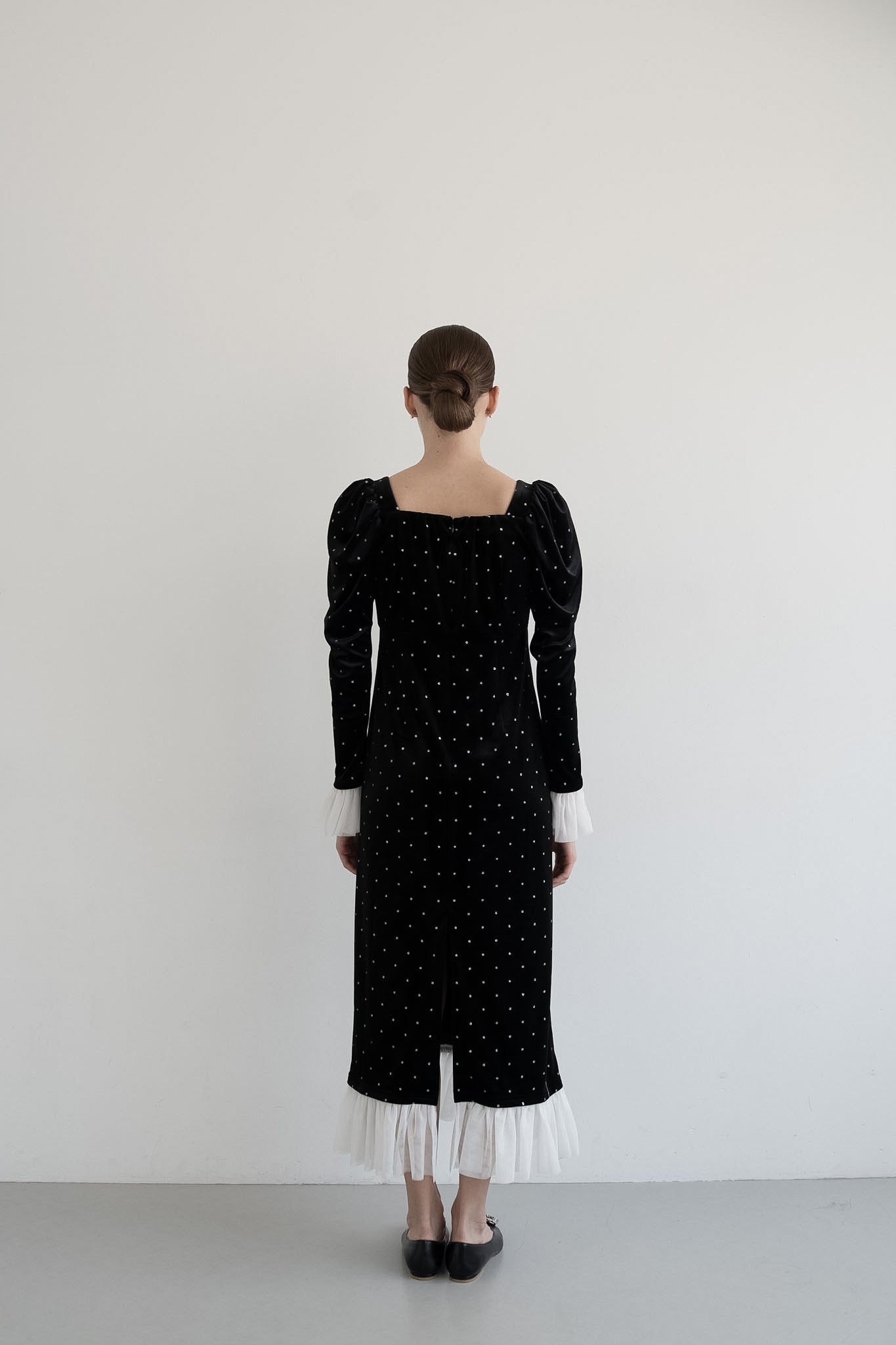 bijou dot velour frill dress