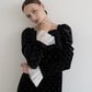 bijou dot velour frill dress