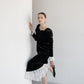 bijou dot velour frill dress
