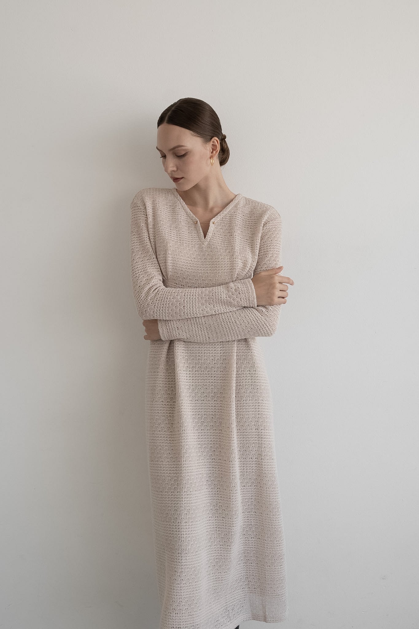 v neck lace knit one-piece