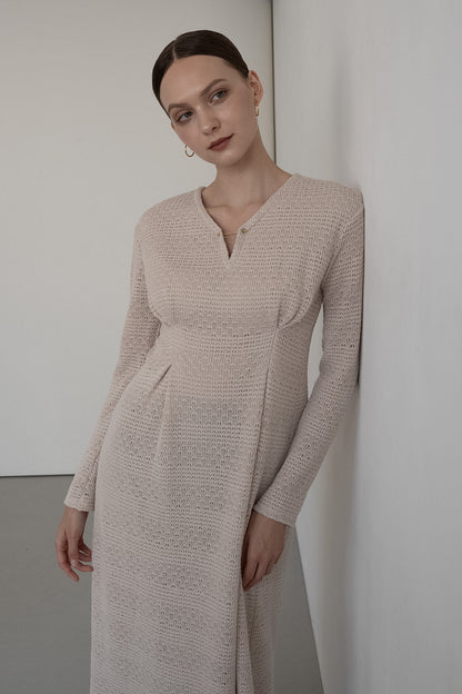 v neck lace knit one-piece