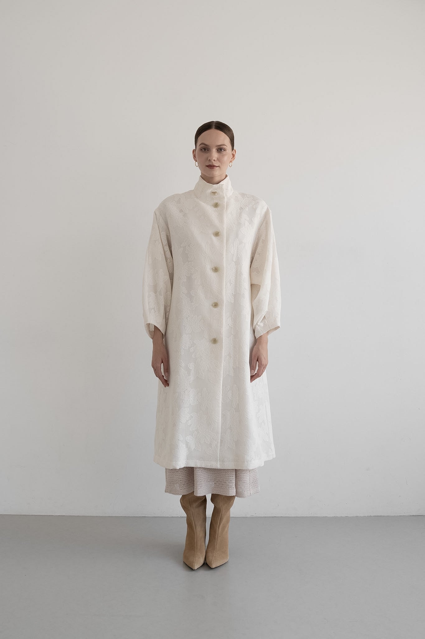 jacquard stand collar coat