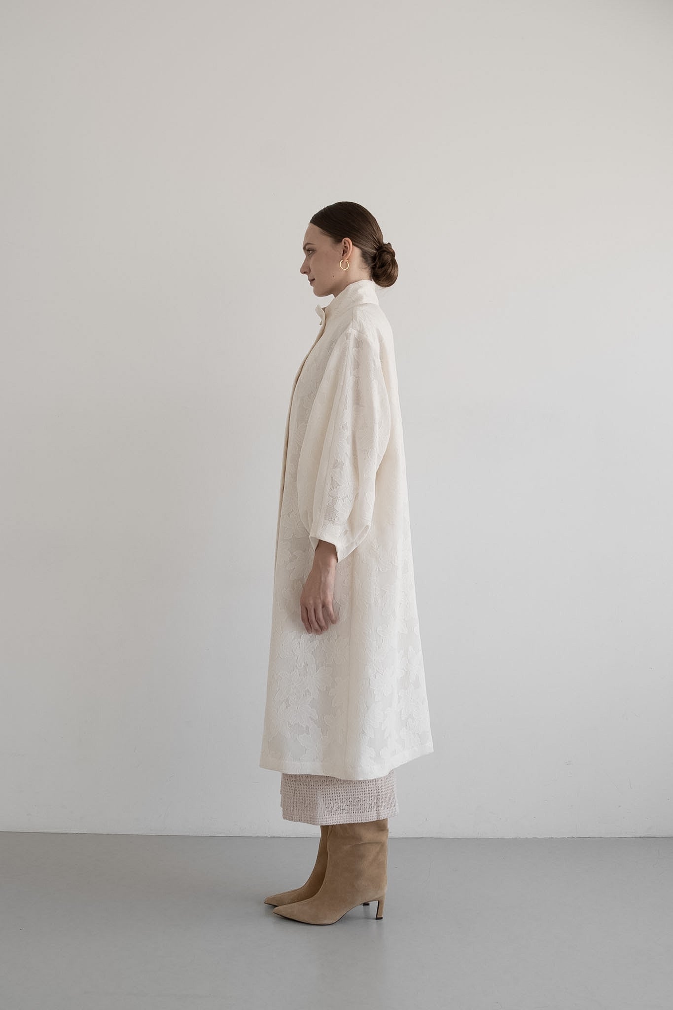 jacquard stand collar coat