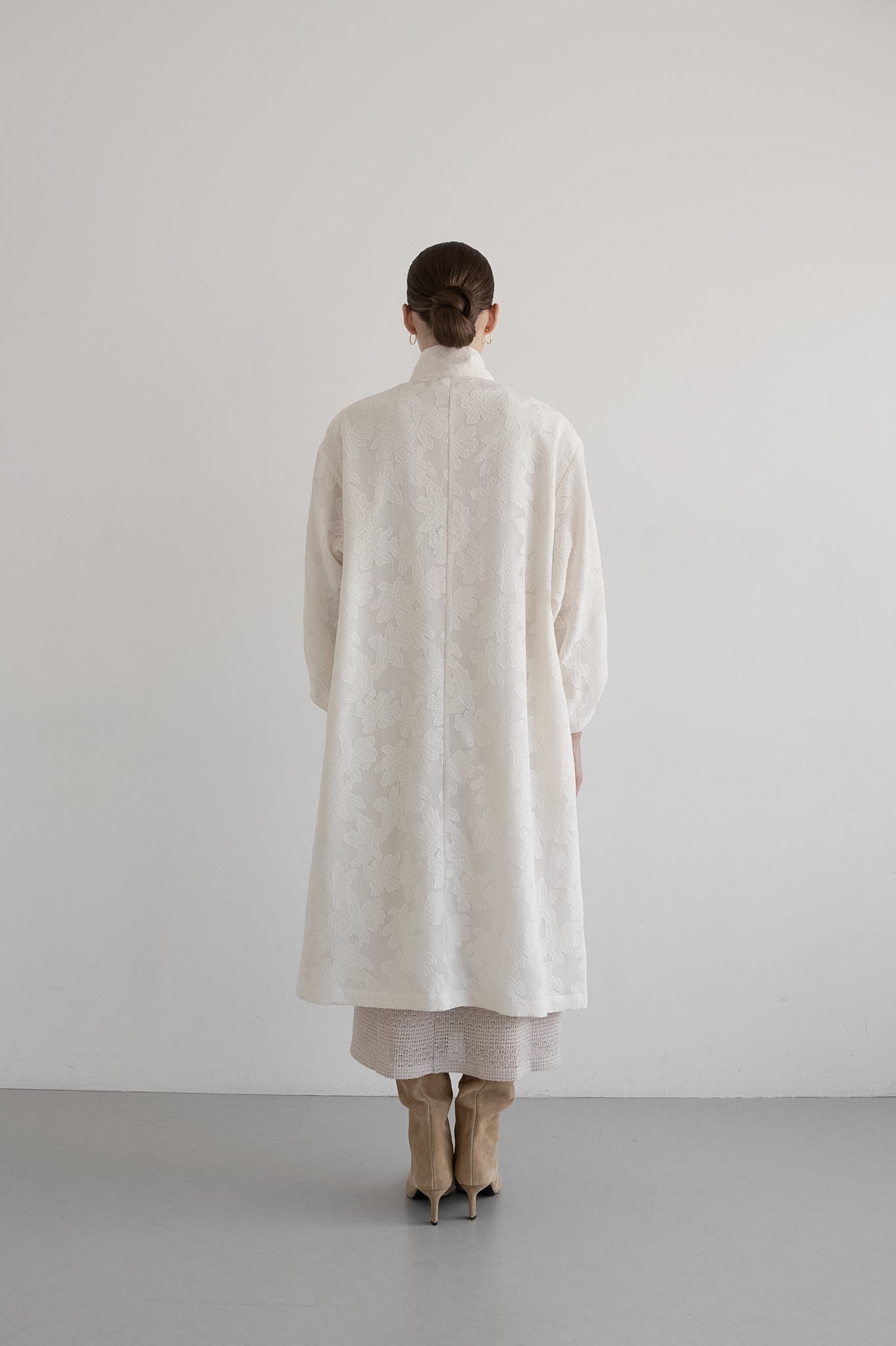 jacquard stand collar coat