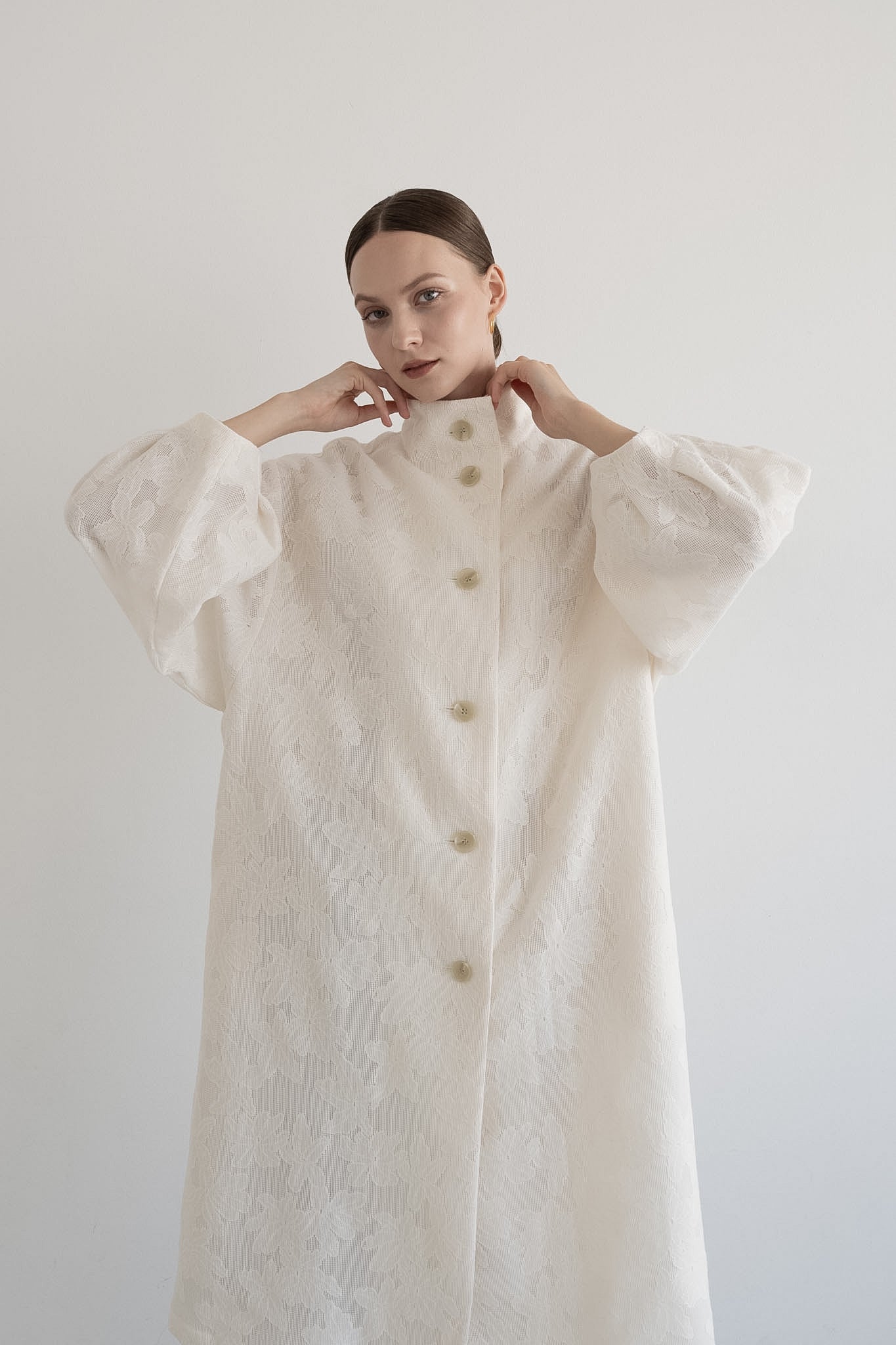 jacquard stand collar coat