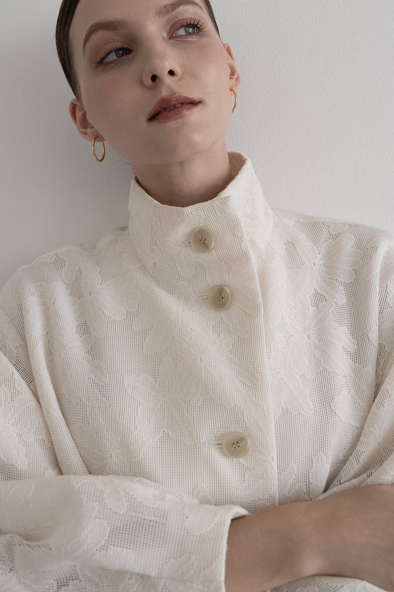 jacquard stand collar coat