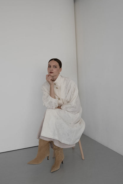 jacquard stand collar coat