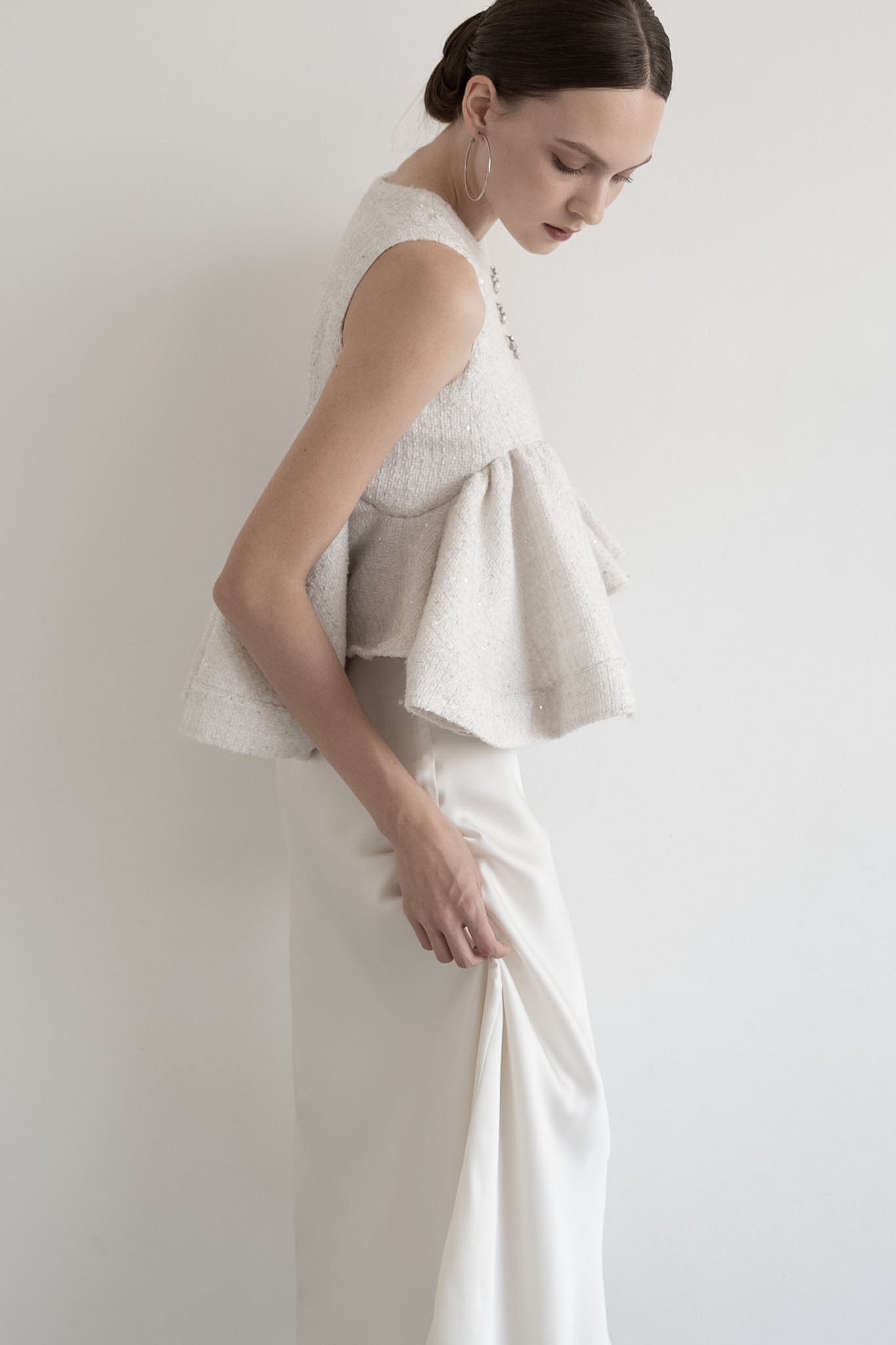 glitter tweed peplum tops