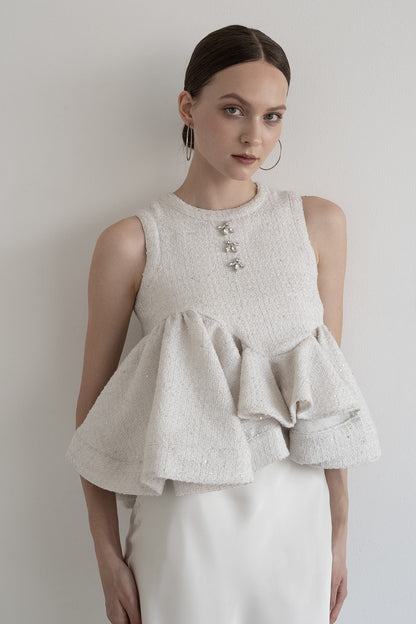 glitter tweed peplum tops