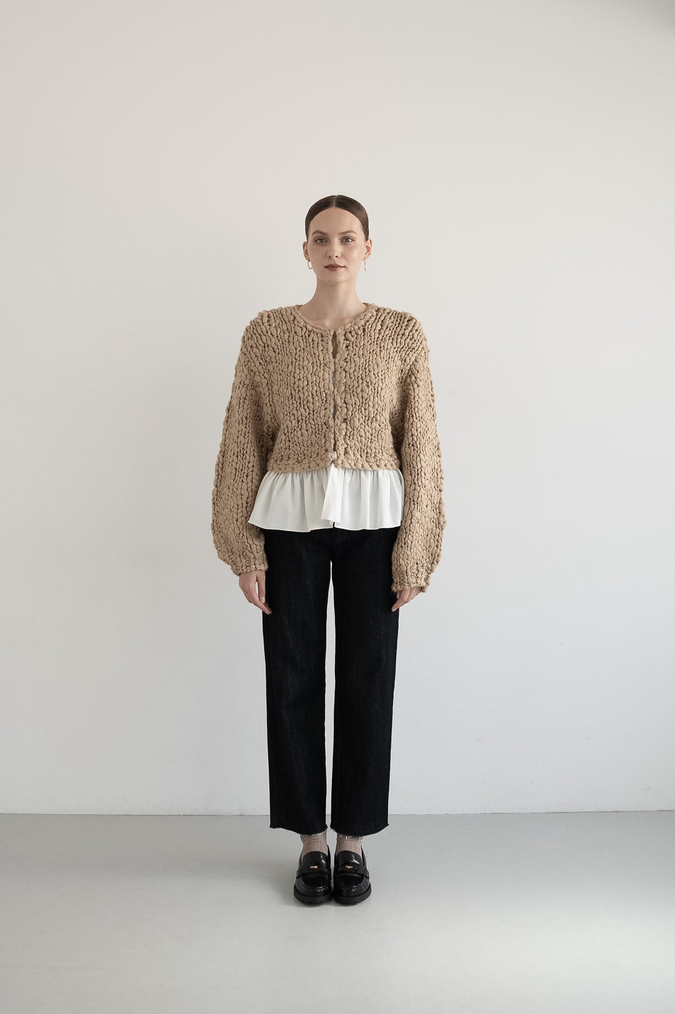 frill hand knit cardigan