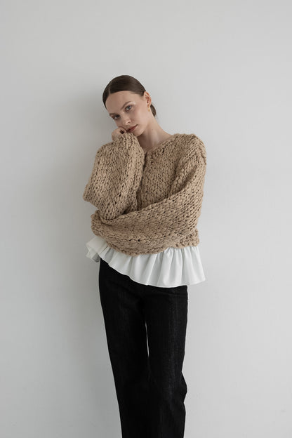 frill hand knit cardigan