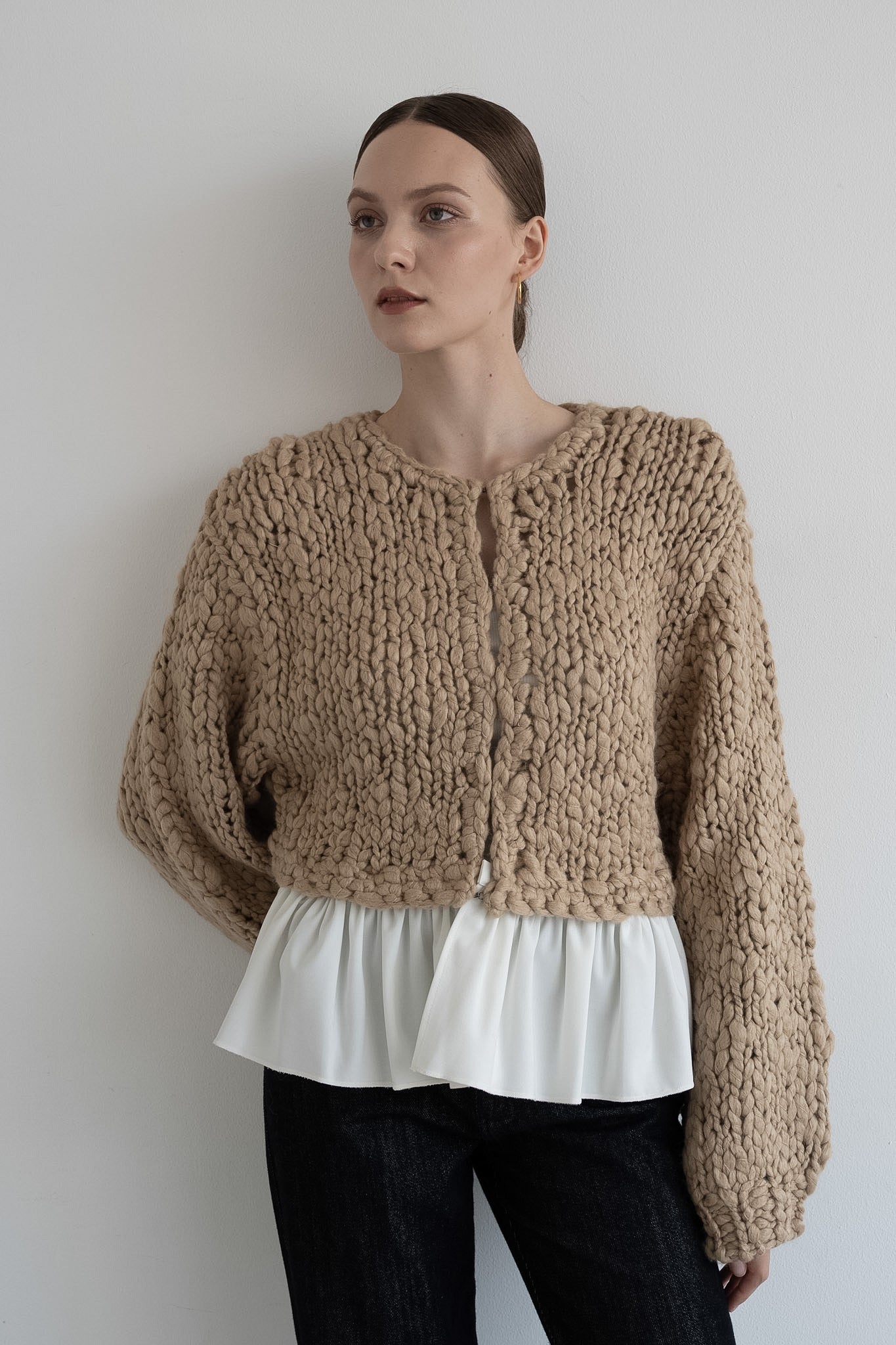 frill hand knit cardigan