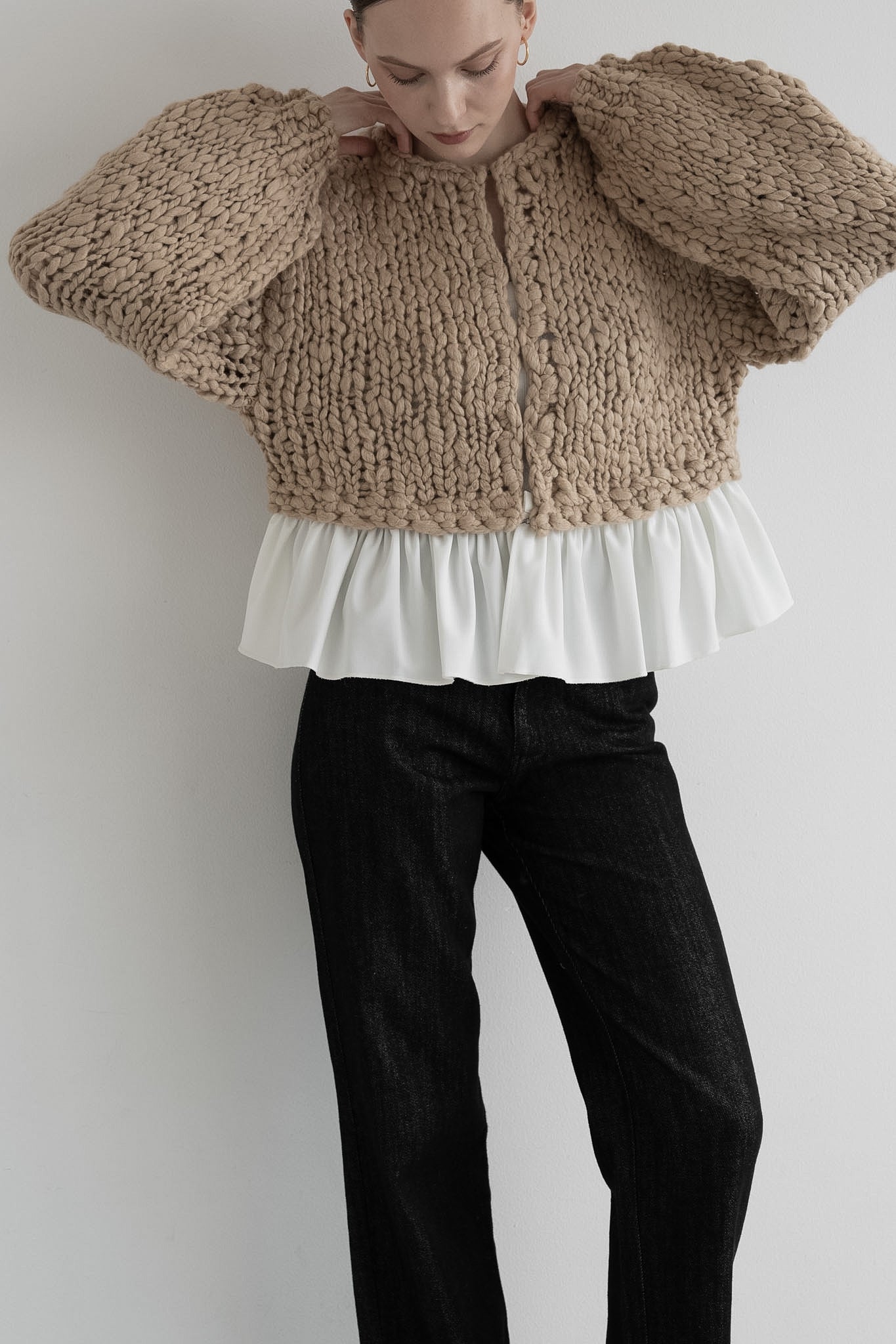 frill hand knit cardigan